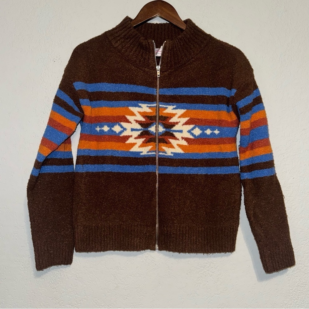 Panhandle Brown Aztec Knit Jacket - Picture 3 of 9